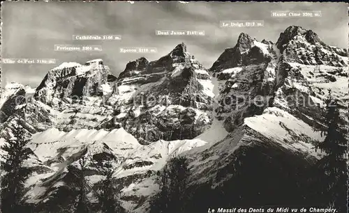 Dents du Midi Massif vu de Champery Gebirgspanorama Kat. Dents du Midi