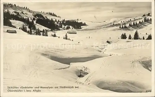 Oberstaufen Skihuetten Gschletter Moosalpe am Hochhaetrich Allgaeuer Alpen Kat. Oberstaufen
