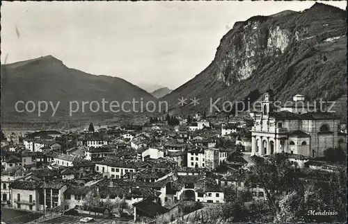 Mendrisio Stadtbild mit Kirche Alpen Kat. Mendrisio