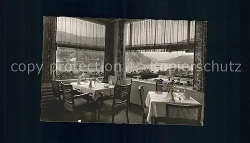 Bingen Rhein Hotel Schoeneck Terrasse Blick nach Binger Loch Kat. Bingen am Rhein