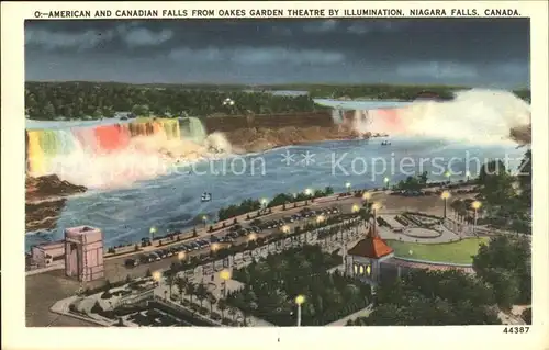 Niagara Falls Ontario American and Canadian Falls by illumination Oakes Garden Kat. Niagara Falls Canada