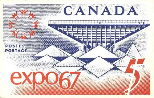 Montreal Quebec Expo 67 Canadian Pavilion Katimavik Stamp Sonderbriefmarke Kat. Montreal