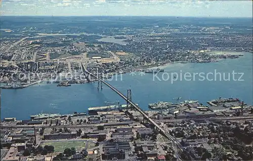 Halifax Nova Scotia Navy Docks Angus Macdonal Bridge Dartmouth aerial view Kat. Halifax