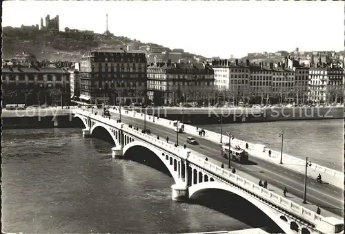 Lyon France Pont Wilson sur le Rhone Colline de Fourviere Kat. Lyon