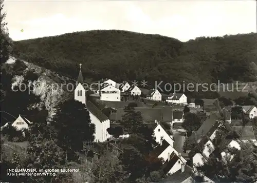 Indelhausen Ortsansicht mit Kirche Lautertal Kat. Hayingen