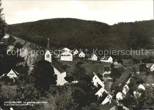 Indelhausen Ortsansicht mit Kirche Lautertal Kat. Hayingen