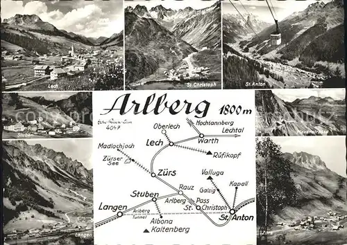 St Anton Arlberg und Umgebung Alpenpanorama Bergbahn Flexenstrasse Pass Kat. St. Anton am Arlberg