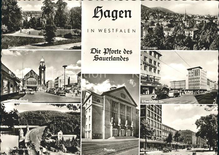 Hagen Westfalen Stadtgarten Bahnhof Strassenpartie Theater Hasper ...