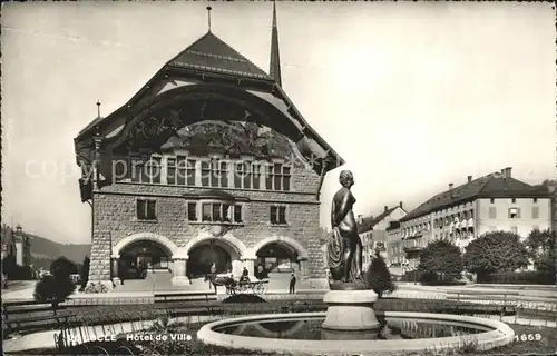 Le Locle Hotel de Ville Fontaine Statue Kat. Le Locle