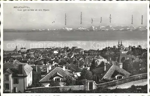 Neuchatel NE Vue generale et les Alpes Kat. Neuchatel