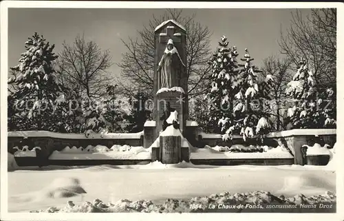 La Chaux de Fonds Monument Numa Droz en hiver Kat. La Chaux de Fonds