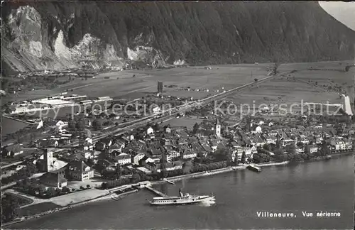 Villeneuve VD Vue aerienne Lac Leman Vapeur Kat. Villeneuve