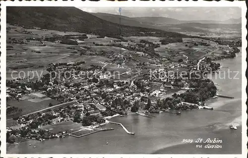 St Aubin Sauges Lac de Neuchatel vu d avion Kat. St Aubin Sauges