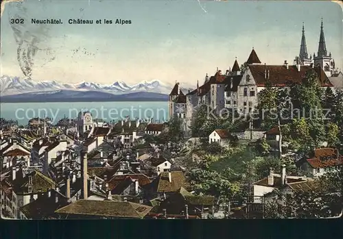 Neuchatel NE Chateau et les Alpes Schloss Alpen Kat. Neuchatel