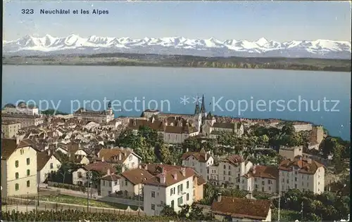 Neuchatel NE et les Alpes Kat. Neuchatel