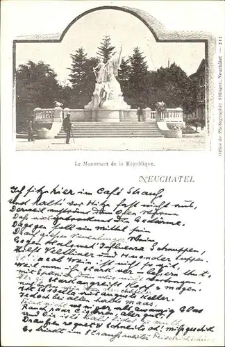 Neuchatel NE Monument de la Republique Denkmal Kat. Neuchatel