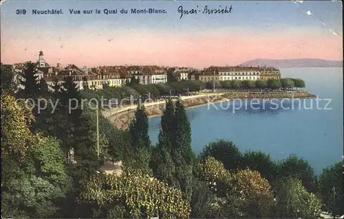 Neuchatel NE Vue sur le Quai du Mont Blanc Kat. Neuchatel