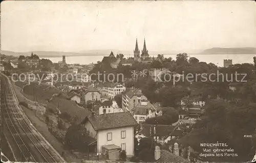 Neuchatel NE Vue generale depuis les Parcs Chemin de Fer Chateau Kat. Neuchatel