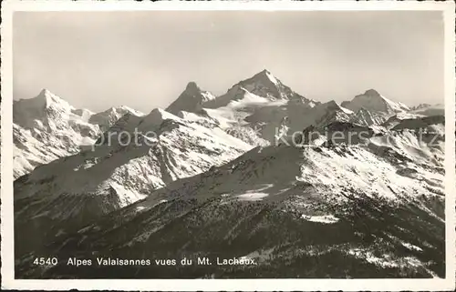 Mont Lachaux Vue panoramique des Alpes Valaisannes Gebirgspanorama Kat. Mont Lachaux