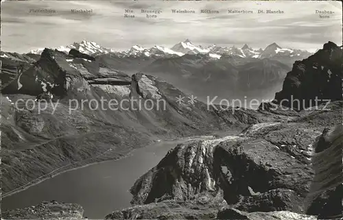 Felsenhorn und Rote Kumme Blick auf Walliser Alpen Gemmipass Daubensee Kat. Felsenhorn