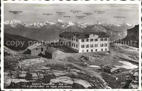 Gemmipass Wallis Passhoehe Berghotel Wildstrubel Panorama Walliser Alpen Kat. Gemmipass