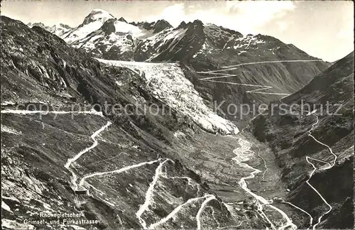 Rhonegletscher Glacier du Rhone Grimsel und Furkastrasse Gebirgspass Kat. Rhone