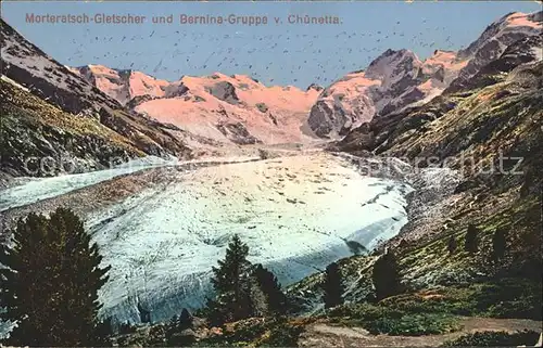Morteratschgletscher mit Bernina Gruppe von Chuenetta Kat. Morteratsch