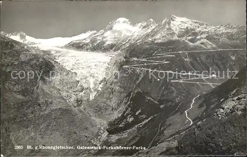 Rhonegletscher Glacier du Rhone Panorama Galenstock Furkahoerner Furka Gebirgspass Kat. Rhone