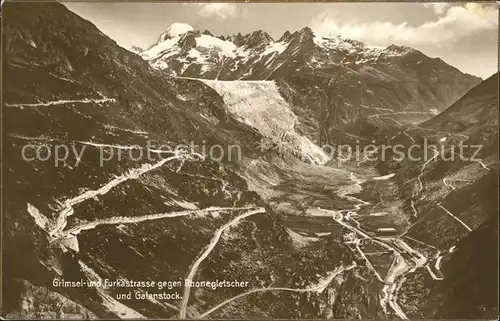 Rhonegletscher Glacier du Rhone Grimsel und Furkastrasse Galenstock Alpenpass Kat. Rhone