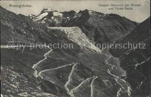 Rhonegletscher Glacier du Rhone Grimsel und Furkaroute Alpenpass Kat. Rhone