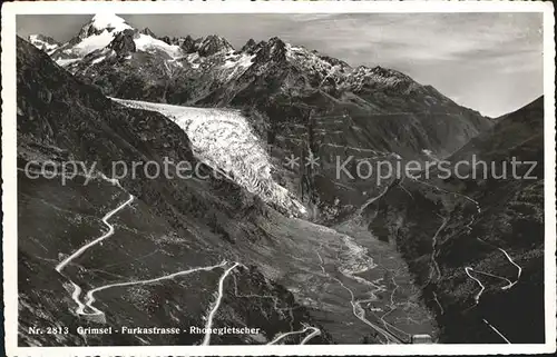 Rhonegletscher Glacier du Rhone Grimselstrasse Furkastrasse Alpenpass Kat. Rhone