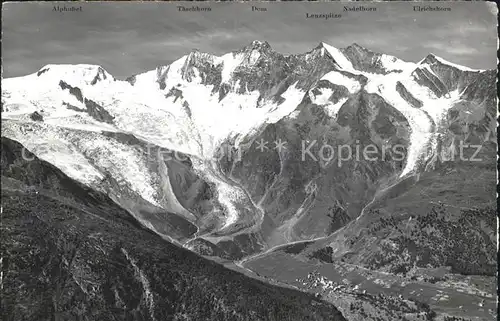 Saas Fee Panorama Mischabelkette Feegletscher Hohbalengletscher Waliser Alpen Kat. Saas Fee