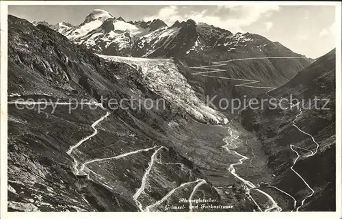 Rhonegletscher Glacier du Rhone Grimselstrasse Furkastrasse Alpenpass Kat. Rhone