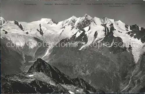 Saas Fee Mischabelkette Tourengebiet Weissmies Huette Gebirgspanorama Walliser Alpen Kat. Saas Fee