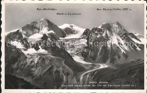Arolla VS Vue des Alpes prise du Col de Zarmine Alpenpanorama / Arolla /Bz. Herens