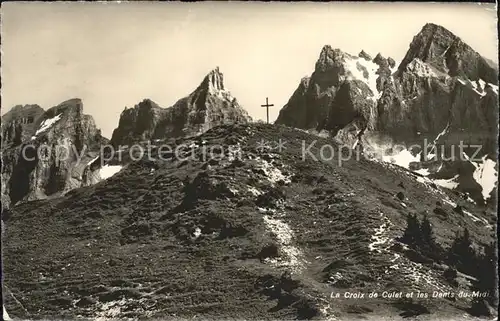 Champery La Croix de Culet et les Dents du Midi Gebirgspanorama Kat. Champery