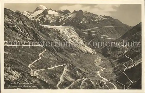 Rhonegletscher Glacier du Rhone Grimselstrasse Furkastrasse Alpenpass Kat. Rhone