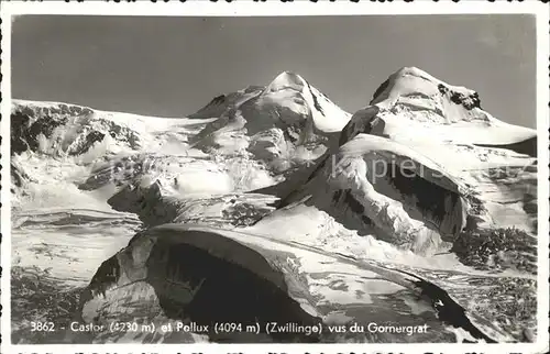 Gornergrat Zermatt Castor et Pollux Gebirgspanorama Walliser Alpen Kat. Gornergrat