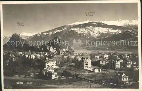 Sion VS Gesamtansicht mit Alpenpanorama Kat. Sion