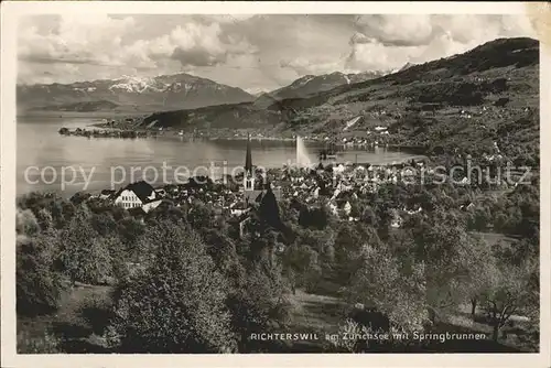 Richterswil Panorama Zuerichsee Springbrunnen Alpen Kat. Richterswil