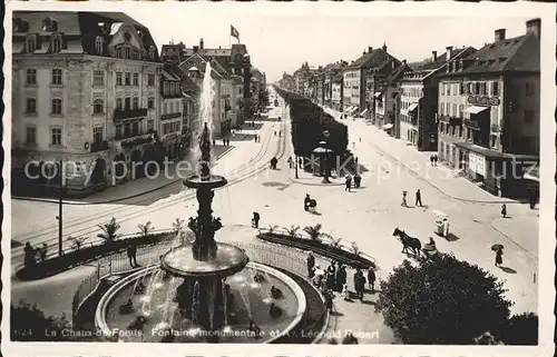 La Chaux de Fonds Grande Fontaine monumental Avenue Leopold Robert Kat. La Chaux de Fonds