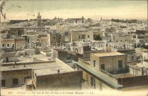 Tunis Vue vers le Dar El Bey et la Grande Mosquee Kat. Tunis