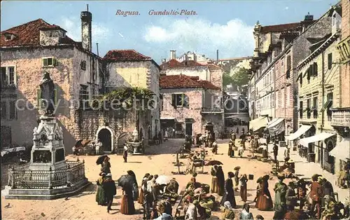 Ragusa Gundulic Platz Denkmal Statue Kat. Dubrovnik