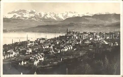 Thalwil Panorama mit Boeser Faulen Drusberg Zuerichsee Kat. Thalwil