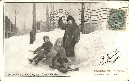 Montreal Quebec Winter Sport Scenes of Typical Canadian Life Kat. Montreal