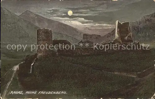 Bad Ragaz Burg Ruine Freudenberg im Mondschein Kat. Bad Ragaz