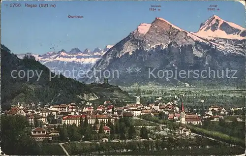 Bad Ragaz Panorama mit Churfirsten Gonzen Alvier Appenzeller Alpen Kat. Bad Ragaz
