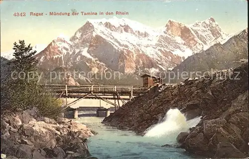 Bad Ragaz Muendung der Tamina in den Rhein Alpen Kat. Bad Ragaz