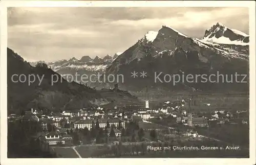 Ragaz Bad Panorama mit Churfirsten Gonzen Alvier Appenzeller Alpen Kat. Bad Ragaz