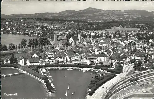 Rapperswil SG Hafen Altstadt Schloss Fliegeraufnahme Kat. Rapperswil SG